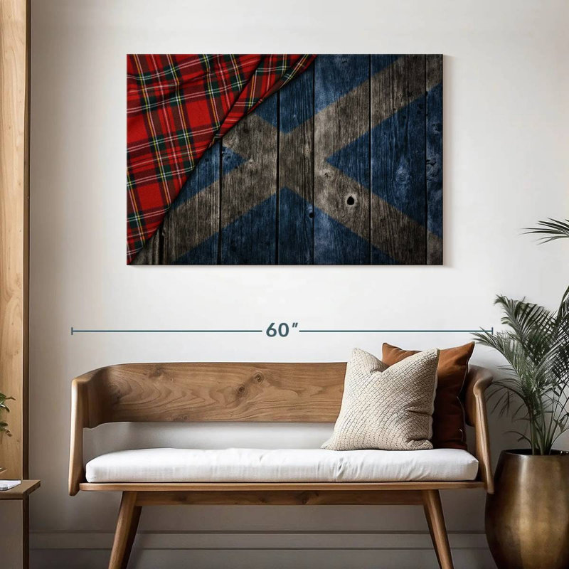Kilt de Borges et drapeau écossais, H 30 po x l 45 po