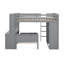 Lit mezzanine double avec lit simple autoportant, tablettes, bureau et garde-robe gris-373898184-373898187
