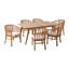 Ensemble de salle à manger 6 pièces en bois d'acacia avec coussins, finition teck, table rectangulaire et chaises de patio
