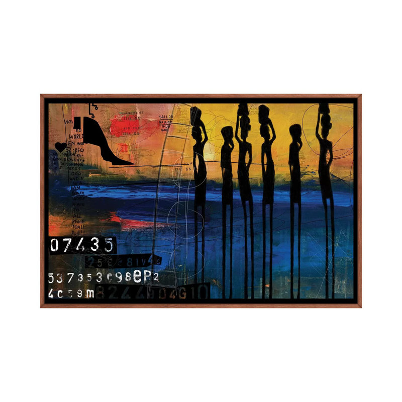 Tribes Men par Nikki Chu - imprimé, H 40 po x l 60 po x 1,5 po, Cadre brun classique