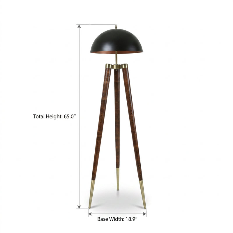 Lampe sur pied sculptée en bois noir / noyer Novara