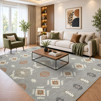 Abstract Machine Printed Shag Area Rug