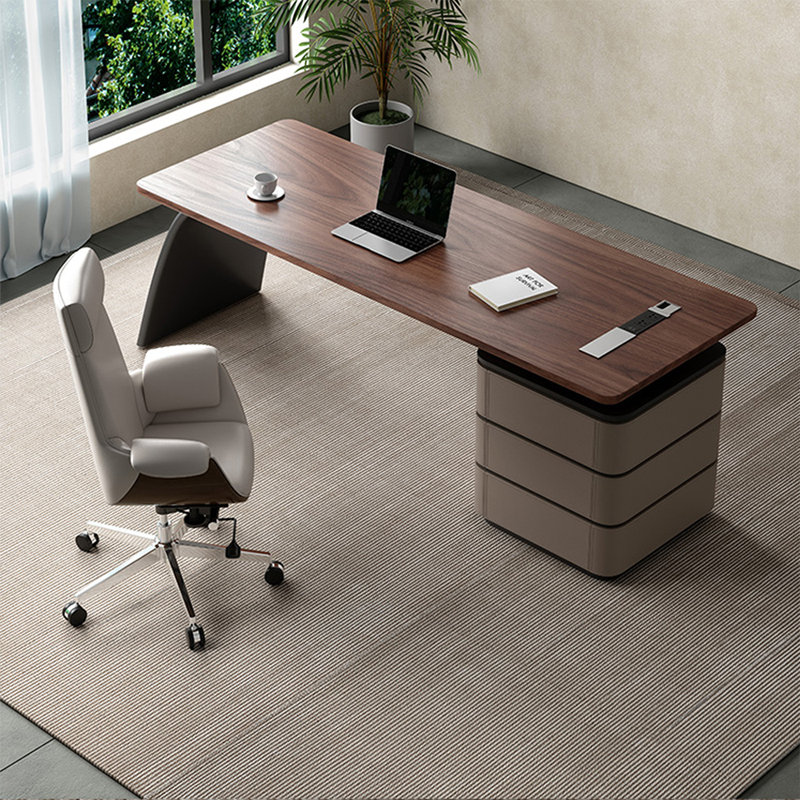 Bureau rectangulaire en bois manufacturé avec 3 tiroirs, Brun, H 29,53 po x l 62,99 po x P 27,56 po