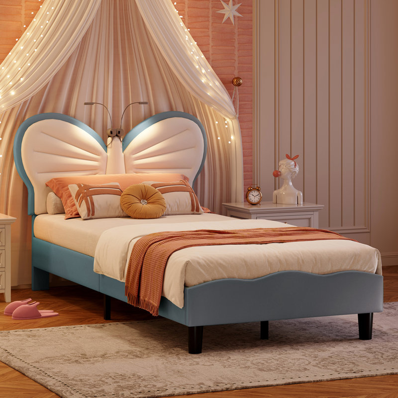 Upholstered Bed, Blue, Single (3')