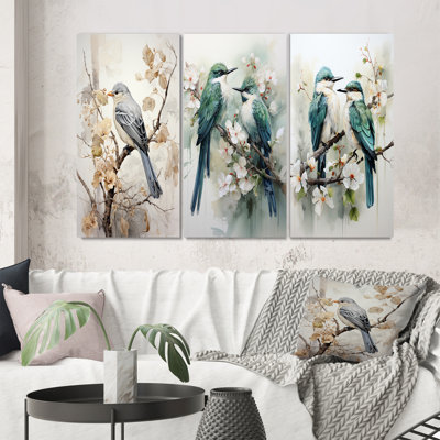 «Bird Silent Watcher», 3 pièces sur toile