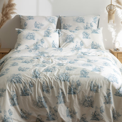 Cotton Toile Duvet Cover Set with Pillowcases