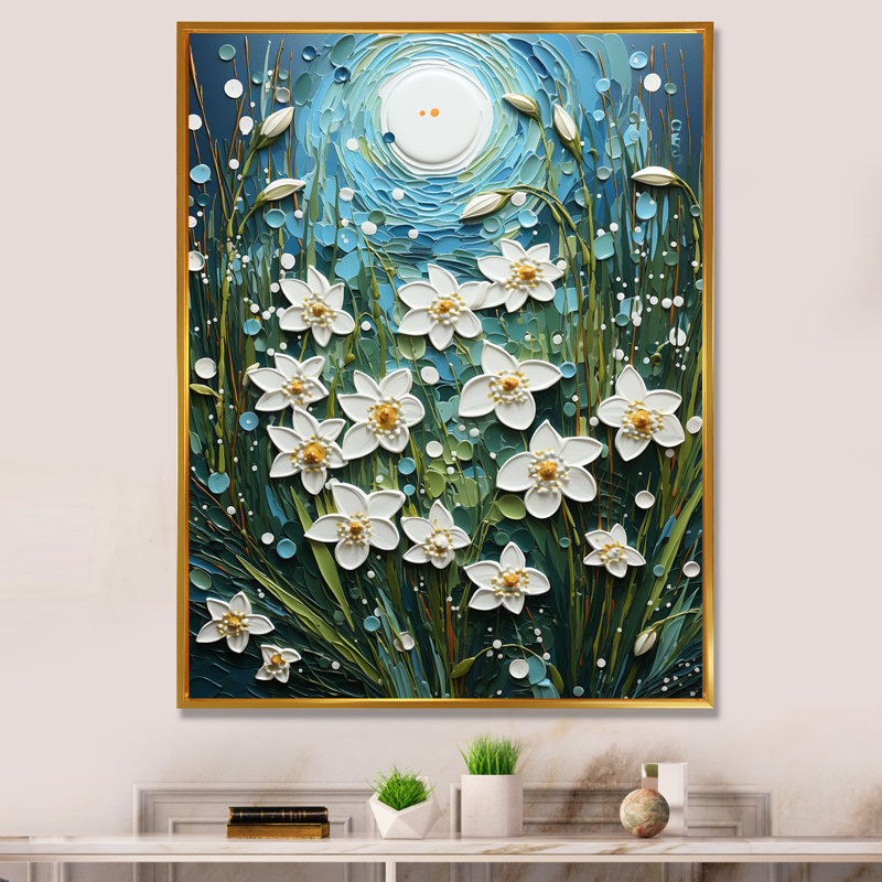 "Point de neige blanc sur fond blanc" de Craigfad III, impression sur toile, H 20 po x l 12 po x P 1 po, Cadre flottant doré