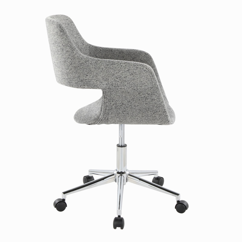 Chaise de travail contemporaine en métal chromé, Gray, Fabric