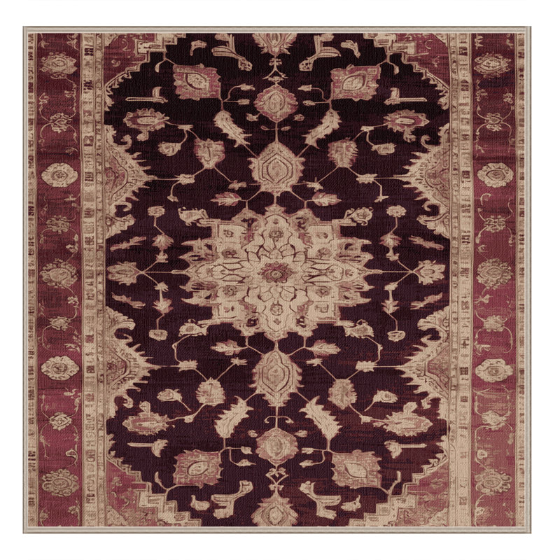 Tapis brun lavable à la machine, Carré 5 pi