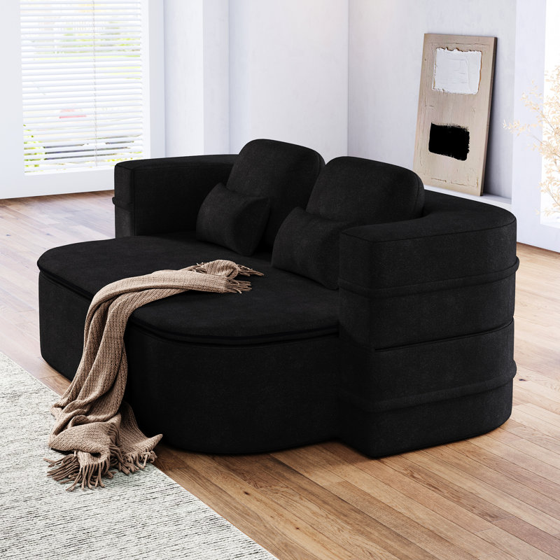 Lit escamotable de 75 po avec chenille respirante et coussin antidérapant, couverture polyvalente 3 places pour la maison 2 en 1 mousse convertible haute densité, espace de vie de la chambre à coucher