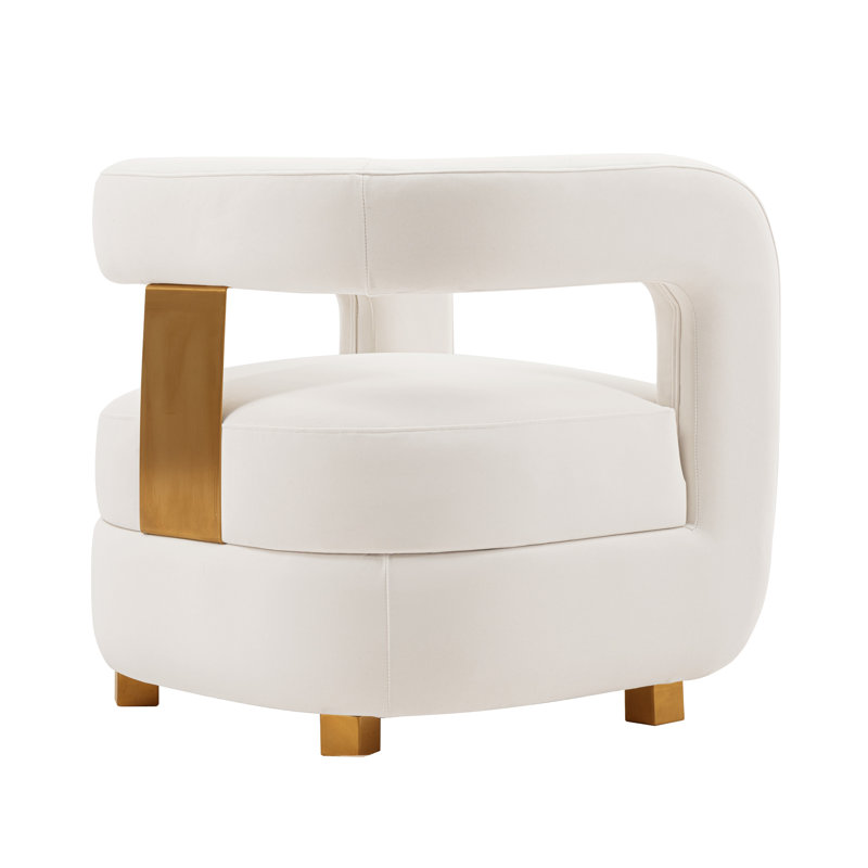 Fauteuil d'appoint Amirah, Velours blanc