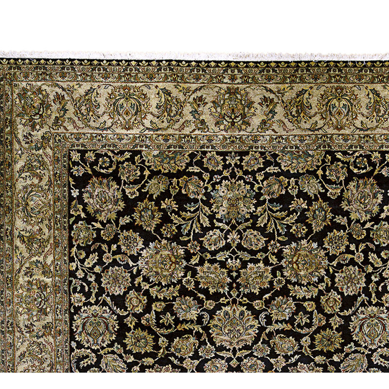High-Quality Hand-Knotted Black And Gold Area Rug