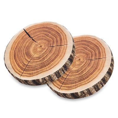 Decorative Round Throw Pillow, 3D Digital Print Comfortable Kids Funny Cute Wood Log Pillow Circle Seating Floor Cushion For Home, Couch, Sofa, Bedroom, Living Room Decor, Stump, 2 Pack