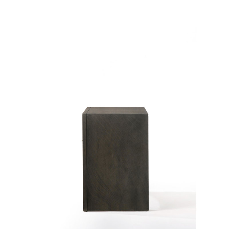 Table de chevet moderne en chêne gris avec tiroir robuste et plateau