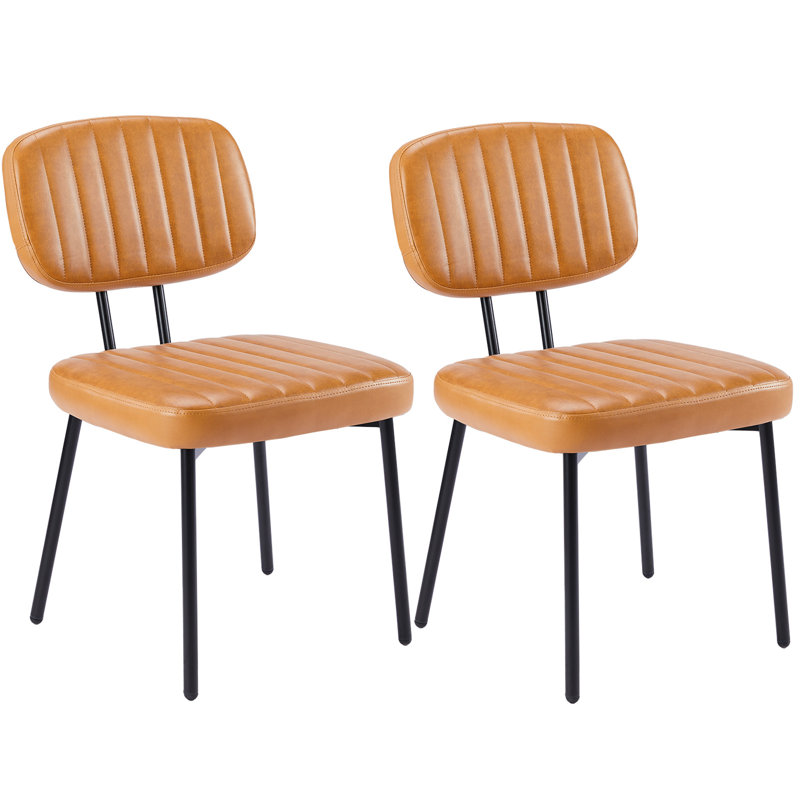 Ensemble de table ronde et de chaises de salle à manger Ameah Industrial de 47 po avec des chaises rembourrées, Rust Brown
