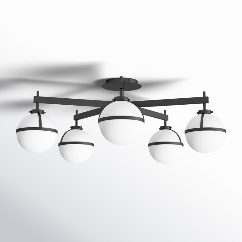 Glass Semi Flush Mount, Black