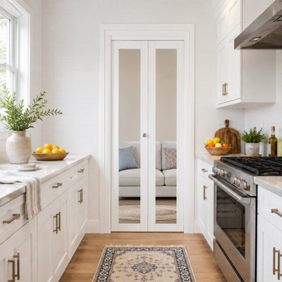 24" x 80" Mirror Closet Door Solid Manufactured Wood Bi-fold Door,bifold Closet Door,pantry Door With Installation Hardware Kit