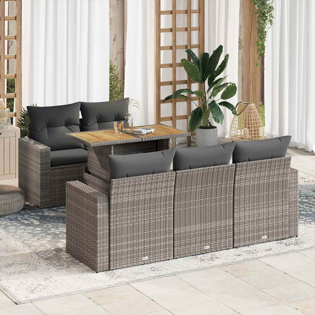 6-Tlg. Garten-Sofagarnitur Mit Kissen Poly Rattan