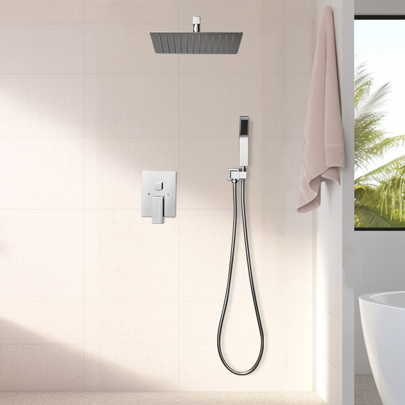 Système de douche complet avec pomme de douche 12 "et valve brute, Chrome