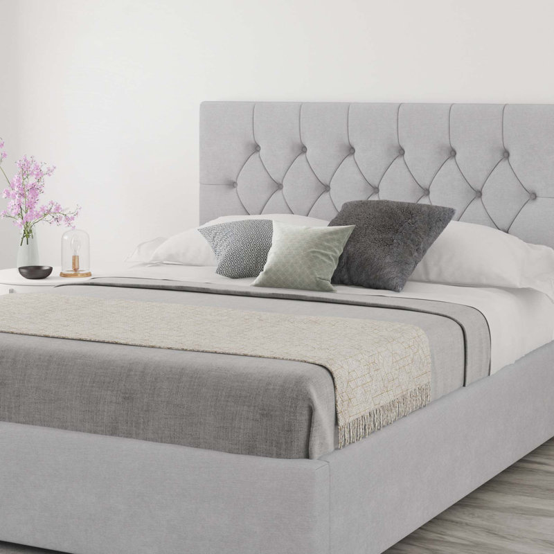 Talcott Upholstered Headboard, Small Double (4'), Linen Silver