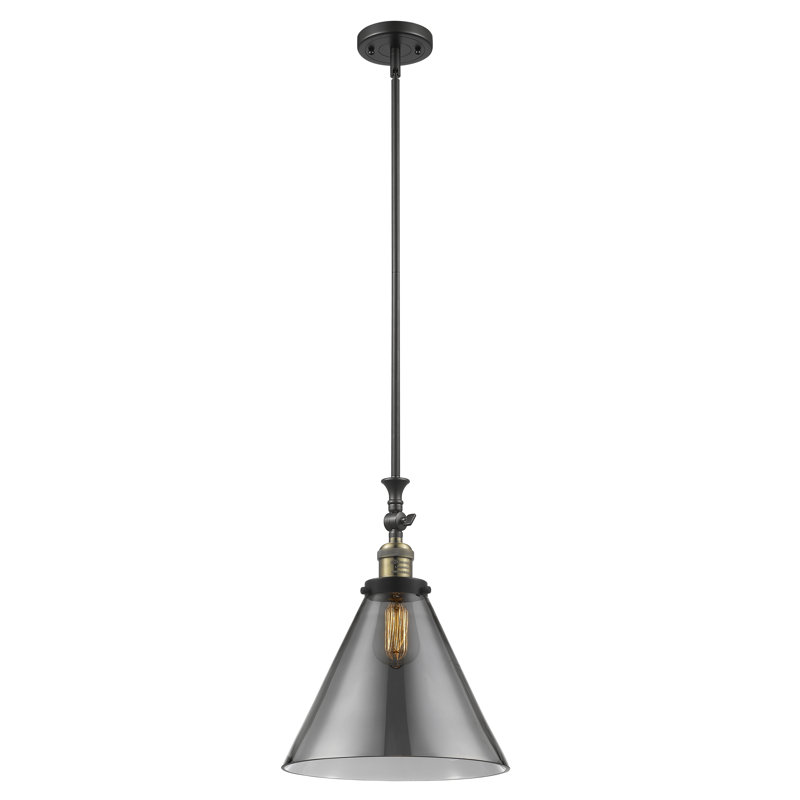 1 - Light Single Pendant, Black Antique Brass, Plated Smoked, 6 Watt Vinage LED Bulb
