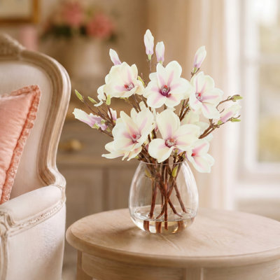 Kora Magnolia Floral Arrangement in Glass Vase