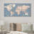 Large Blue Global Antique World Map - Framed Canvas 3 Piece Print Triptych Set Wall Art-87392622-87392624