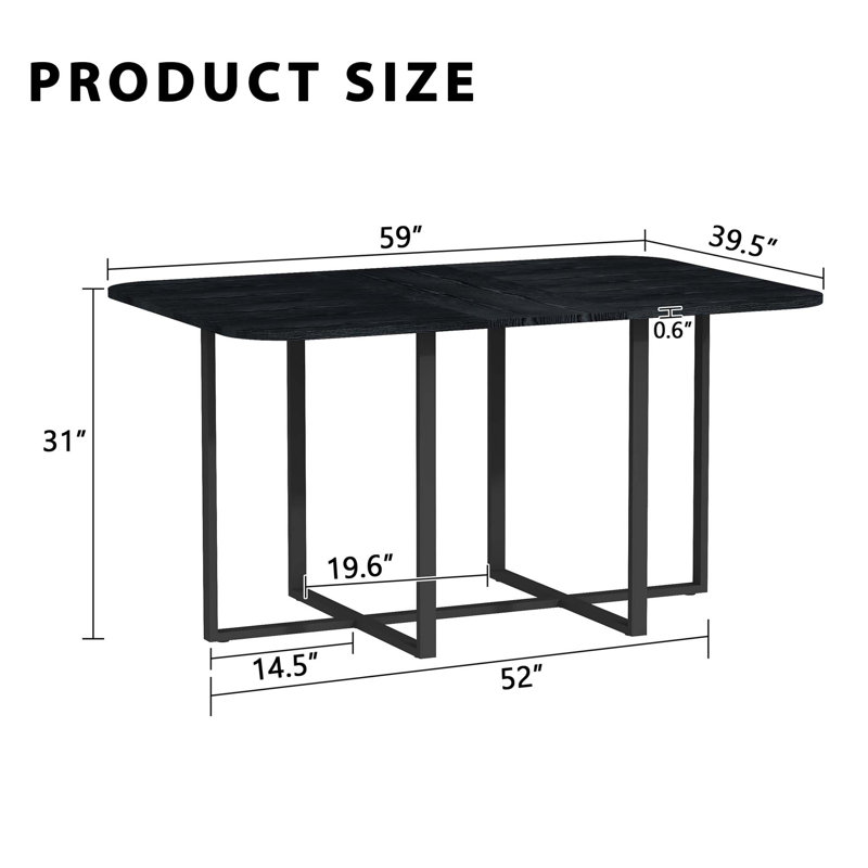 Bureau de salle à manger et de travail polyvalent avec plateau de table en grain de bois de qualité supérieure et structure en métal robuste