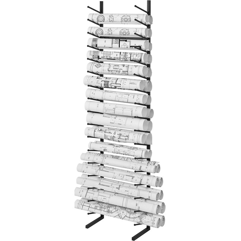 Support de rangement Blueprint, présentoir à affiche suspendu à 16 niveaux, support vertical pour 2 rouleaux / pneu, support de dossier pour affiche de carte