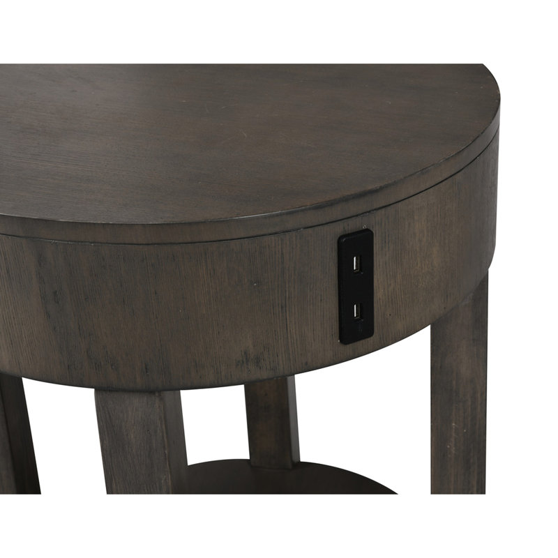 Table de bout brune, 20 po avec et 15 po de hublots, tablette ronde