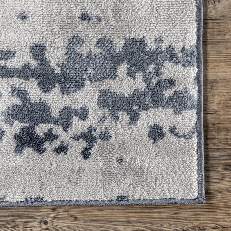 Abstract Gray Area Rug, Rectangle 4'3" x 6'