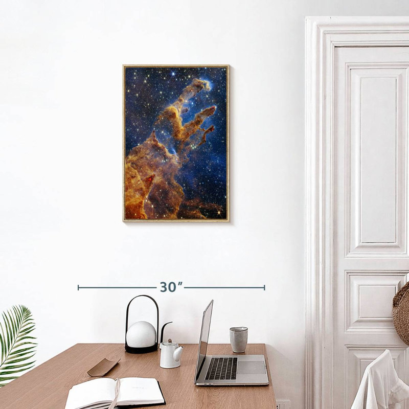 Piliers de la création II, Cadre flottant en bois naturel, 17 po x 25 po