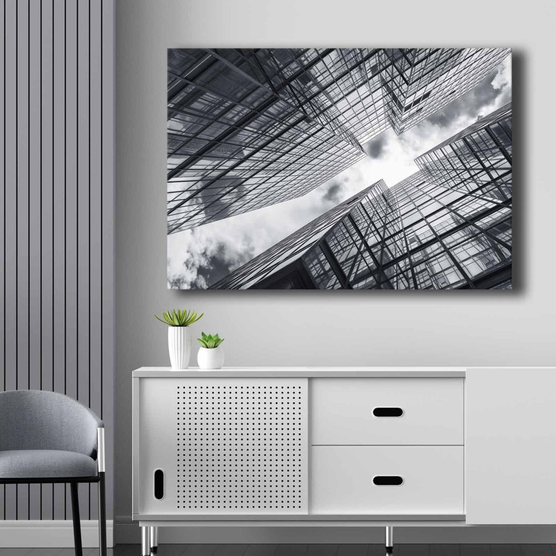 Élégante peinture sur toile décorative, 27,6 po x 39,4 po | 100% toile (épaisseur: 0,1 pouce) et cadre 100% bois de pin (épaisseur: 0,9 pouce) | Design moderne blanc, gris et noir, parfait pour les amateurs de décoration intérieure et d'art