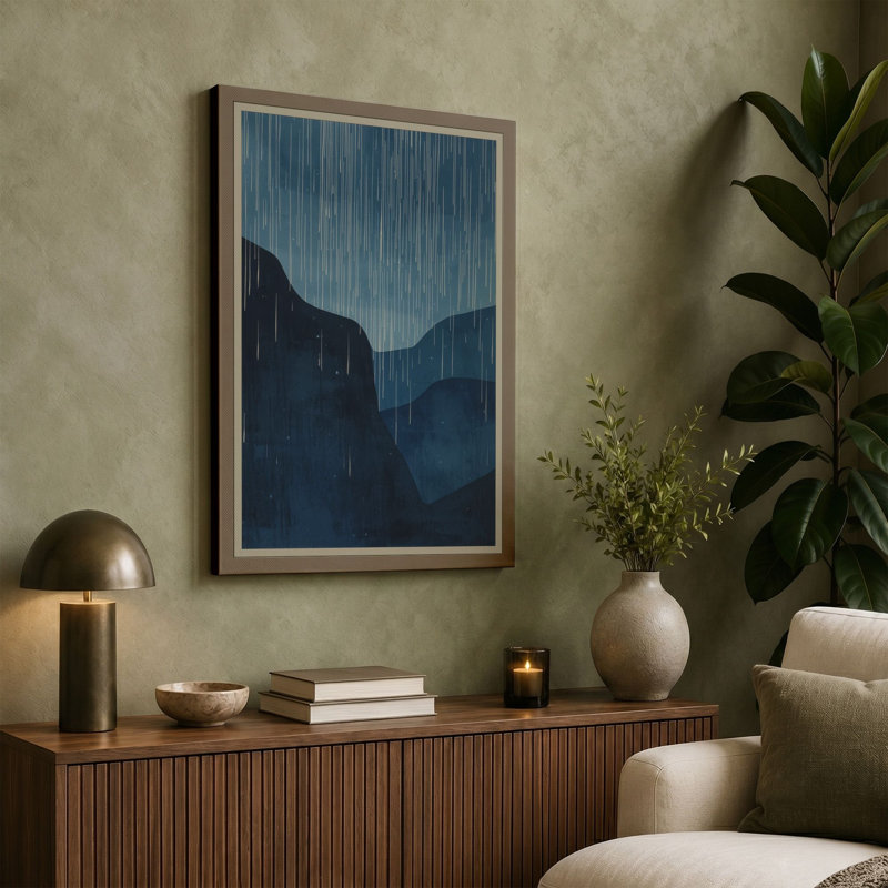 Rain on Mountains Japandi - Wrapped Canvas, 30x20 - 76.2 x 50.8 cm, White Border