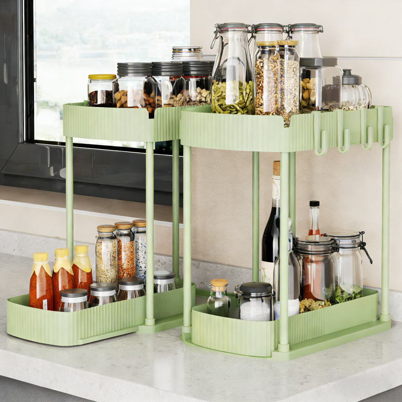 Ensemble de 2 organisateurs coulissants sous évier, tiroirs de rangement polyvalents pour armoires de cuisine et de salle de bain, organisateur de tablette durable peu encombrant