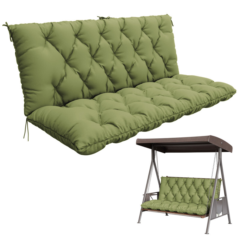 Banc de jardin avec coussin de 5 po imperméable pour l'extérieur, L 60 po x P 40 po, Vert clair