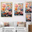 Capricia multicolore fleurs saisonnières sur bleu III - reproduction sur toile-2044286404-2044286409