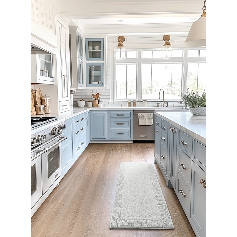 Grey 17x24" 100% Cotton Reversible 3000 Gsm Bath Rug, Medium Pile, - , And Easy Maintain, Match Towels Pile 0.5", Soft, Go With Bathroom