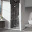 Portes de douche pivotantes, porte de douche battante pliante sans cadre, quincaillerie en verre trempé transparent de 1/4 po (6 mm), installation réversible-124566397