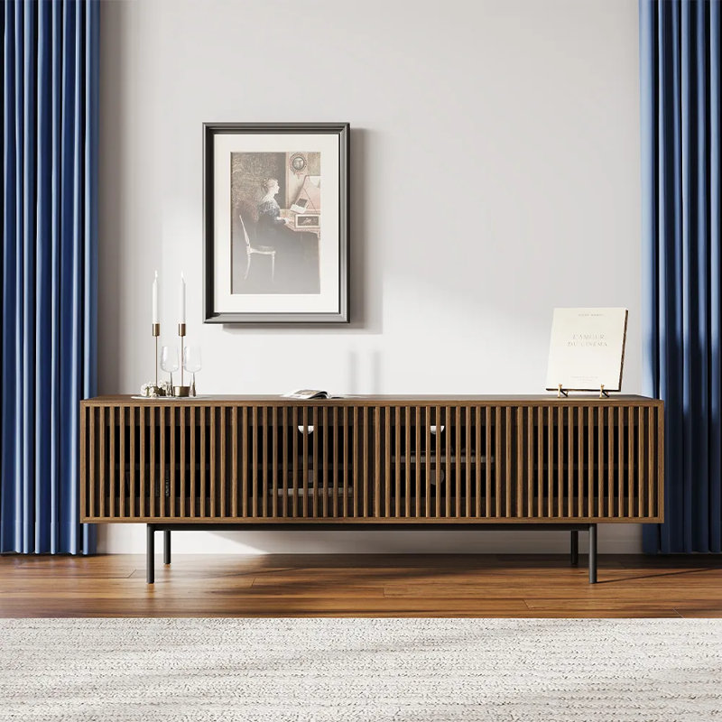 Mid-Century Modern TV Stand, 21.26" H x 71" W x 18.89" D, Walnut