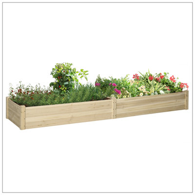 8X2ft Wooden Raised Garden Bed Kit, Elevated Planter With 2 Boxes, Self Draining Bottom And Liner, Patio To Grow Vegetables, Herbs, And Flowers, Natural