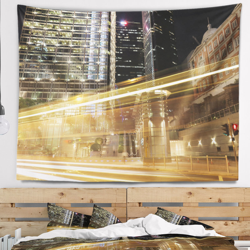 Tapisserie paysage urbain et circulation urbaine, H 32 po x l 39 po