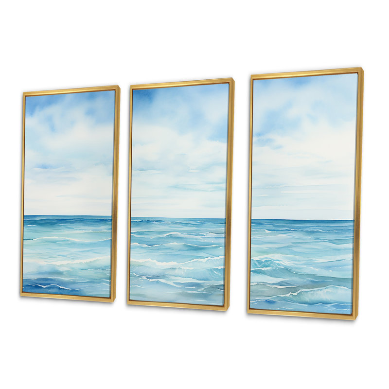 Ensemble de décorations murales Ocean Ocean, Cadre flottant doré, H 40 po x l 60 po x P 1 po