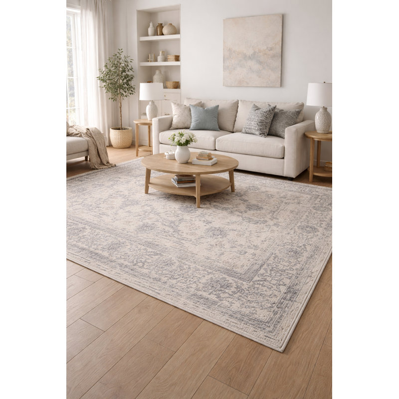 Crème orientale tapis décoratif Grisham, Rectangle 6 pi 7 po x 9 pi 6 po