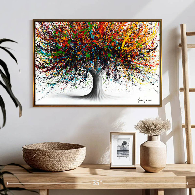 Arbre Festival, 25 po x 17 po, Cadre flottant doré