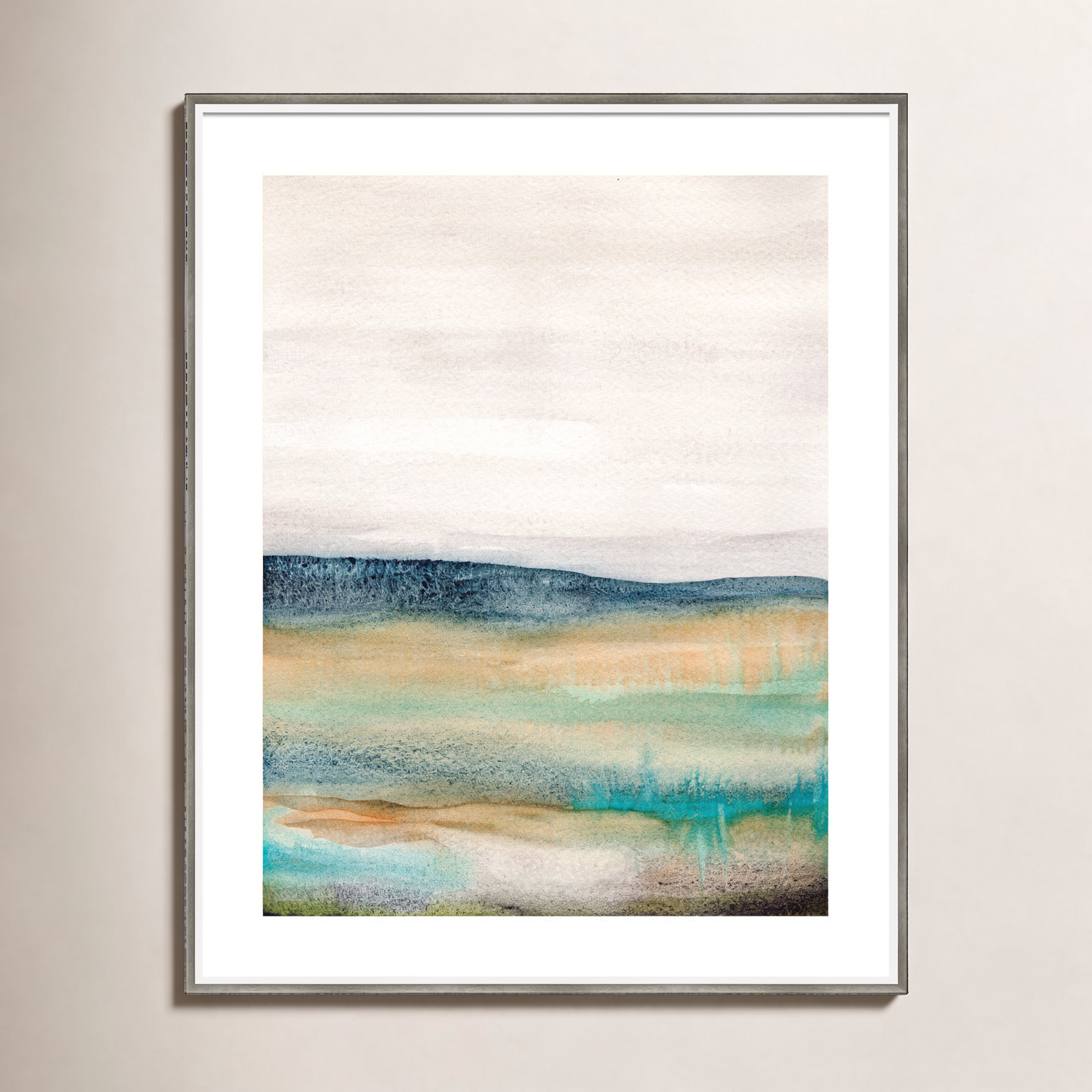 Foggy Mountain Print by Xizhou Xie, 41" H x 33" W x 2" D, Silver