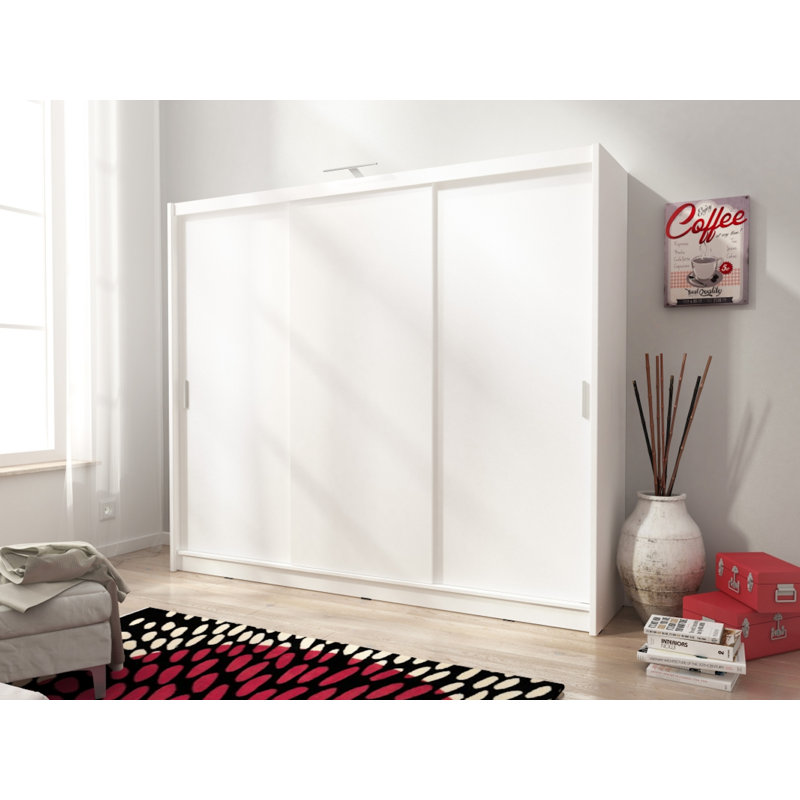Elveda 3 Door Manufactured Wood Wardrobe, Yes, White