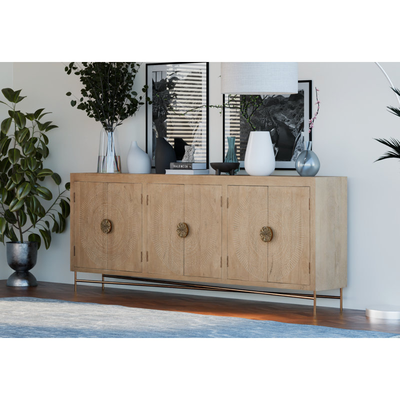 Buffet en bois massif 95 po Aarohi, Naturel