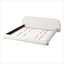 Classic White California King Size Upholstered Platform Bed with Curved Design, Boucle Fabric and Thick Headboard