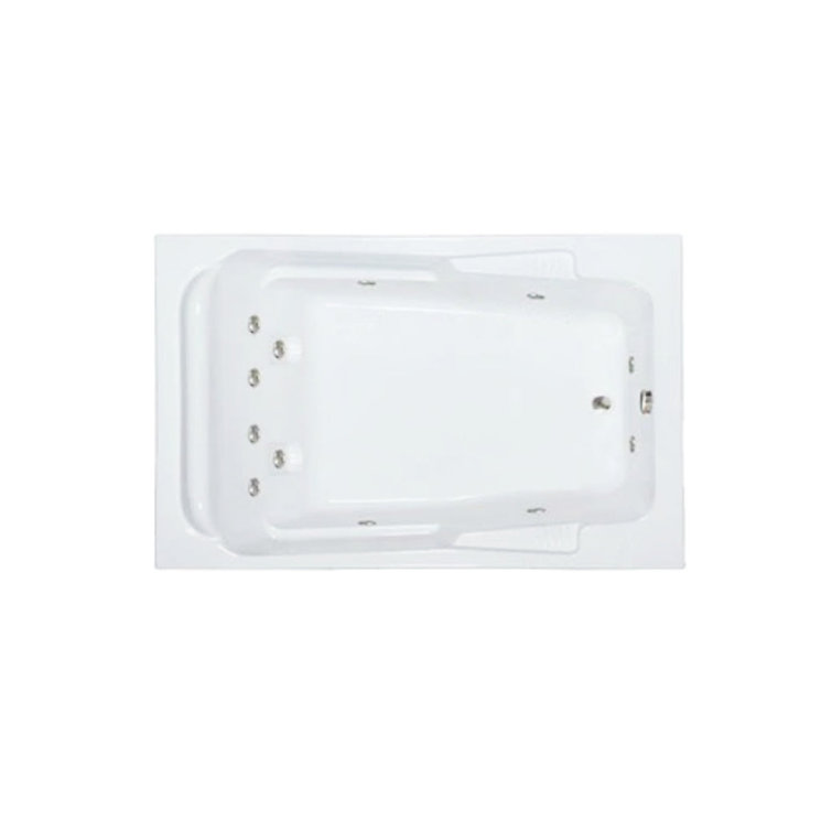 72" L x 48" W Drop In Whirlpool Acrylic Bathtub with Reversible Drain in White